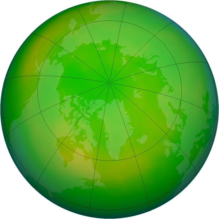 Arctic ozone map for June 2000